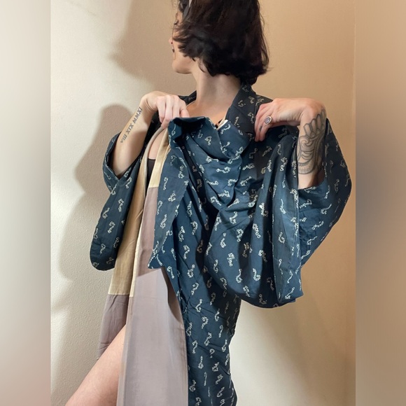 True antique crepe silk kimono question mark the riddler joker Batman usomono - Picture 5 of 16